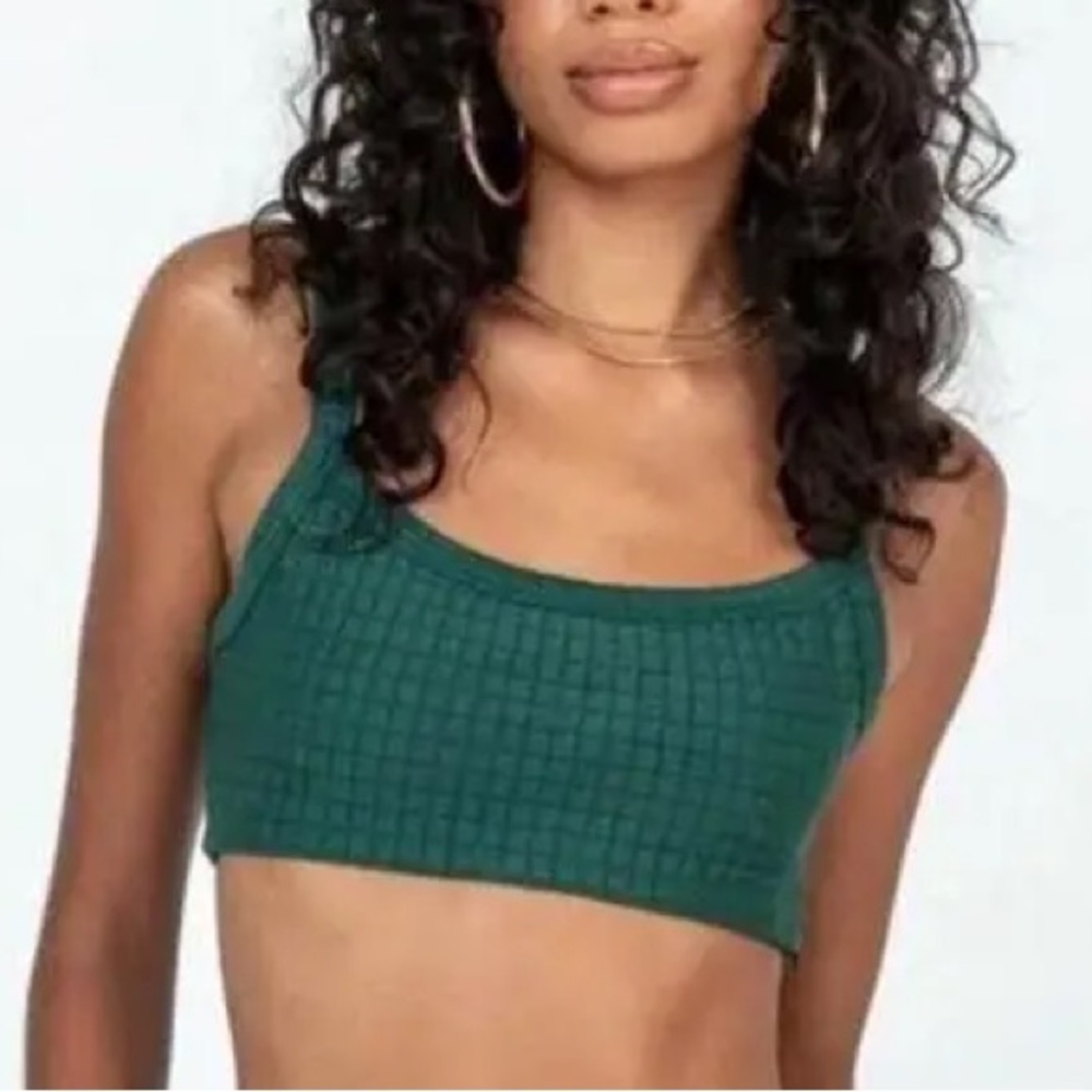 Princess Polly Green Textured Crop Top/bralette